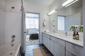 Bathroom with mirror and sink